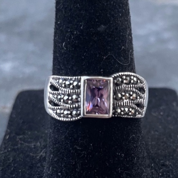 Jewelry - Amethyst, Sterling and Marcasite stones Ring Size 6.5